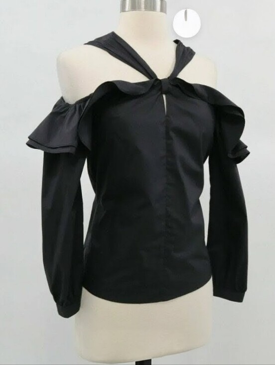 J. Crew Tops - J. Crew Black Ruffled Cold Shoulder Blouse